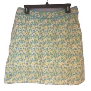 Lilly Pulitzer Vintage White Label Skort Size 6 Green & Yellow Tip Toe Tulip